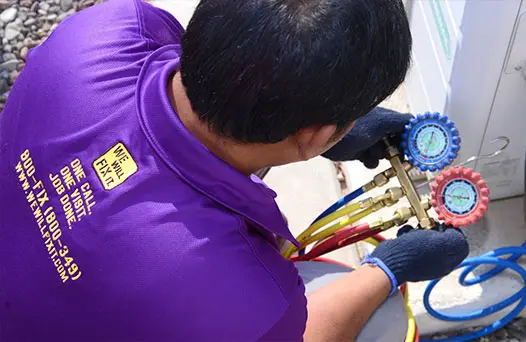 We will fix it employee using air conditioner gas meter