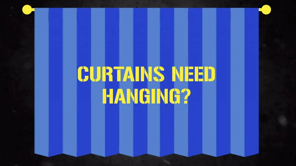 Curtains sketch with label 