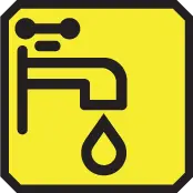 Water dripping from tap icon with yellow background
