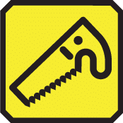 Saw tool icon with yellow background