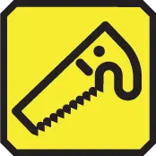 Saw tool icon with yellow background