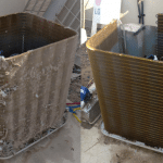 Before and after image of dirty to clean air conditioning unit