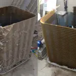 Before and after image of dirty to clean air conditioning unit