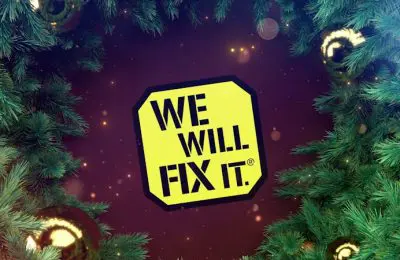 We Will Fix It logo with leaves