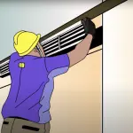 We will fix it employee cleaning air conditioner duct sketch