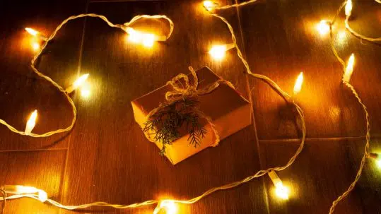 LED lights with a present box