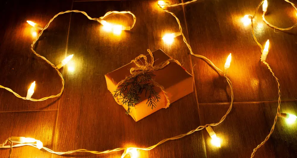 LED lights with a present box