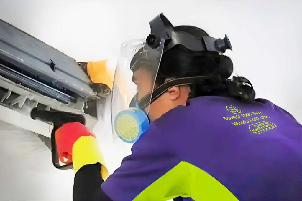 Tech Cleaning An Ac Coil