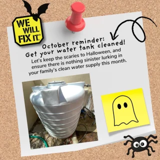 #DEWA ensures a clean water supply, but maintaining your water tank is the responsibility of the tenant or home owner. This October, ensure there are no spooky surprises in your water tank and book our trusted tank team for a comprehensive clean.

#cleanwater #wewillfixit #dubaivillas #dubaiexpats